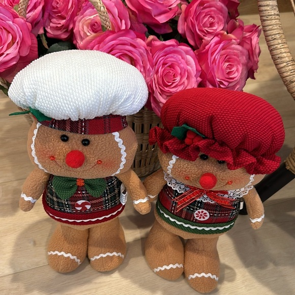 Christmas Holiday Plaid Gingerbread man girl boy doll greeter standing - Picture 7 of 16